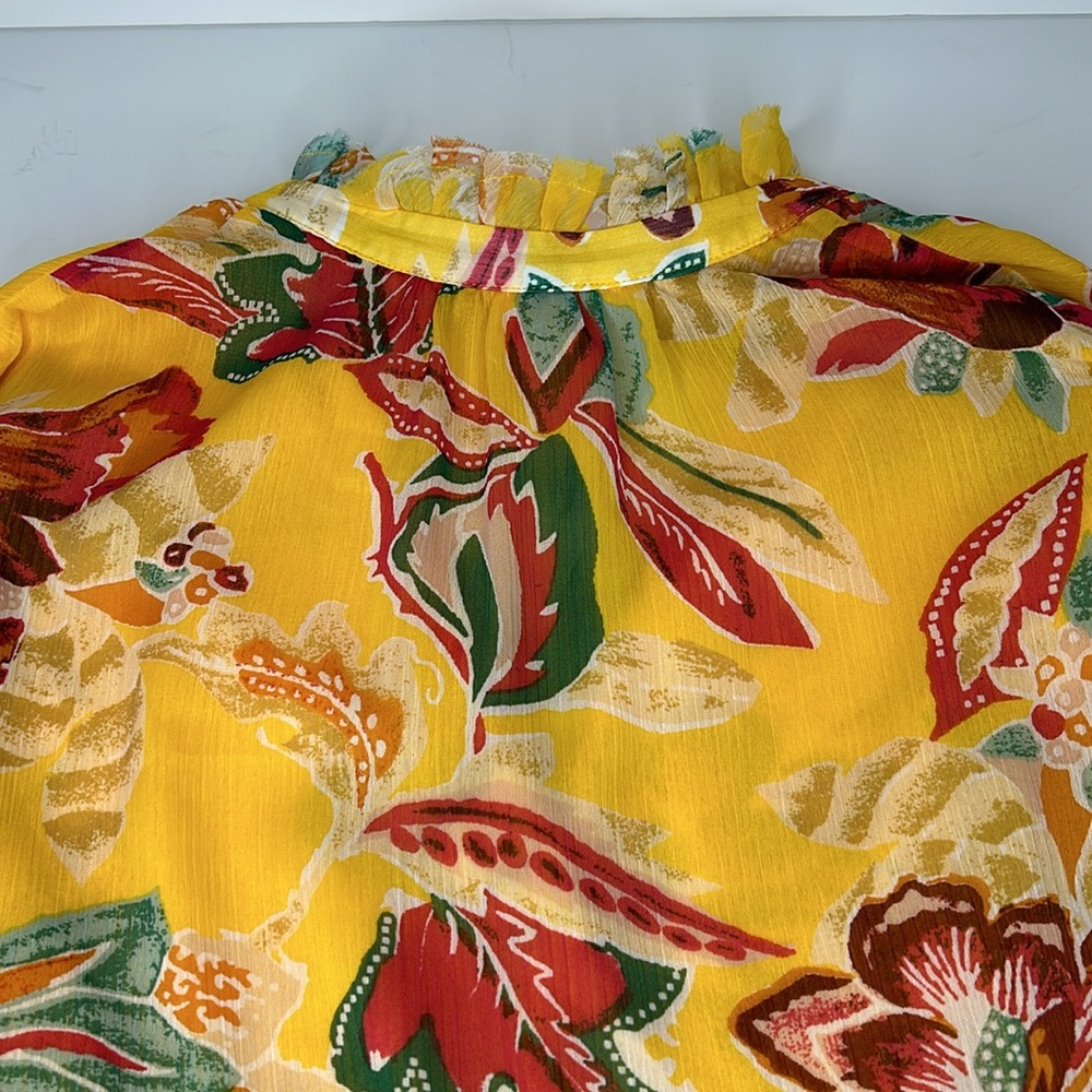 Anthropologie Yellow Floral Button-Up Blouse - Picture 15 of 15